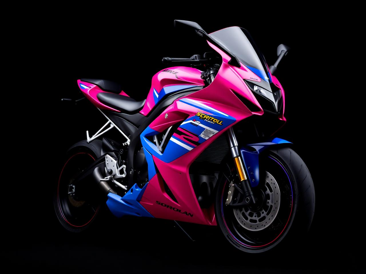 Sportbike with pink and blue wrap